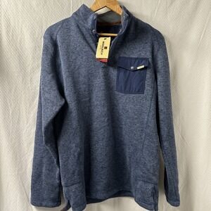 Woolrich Men's Midnight Blue Snap Neck Drifter Pullover Sweater Medium Size M